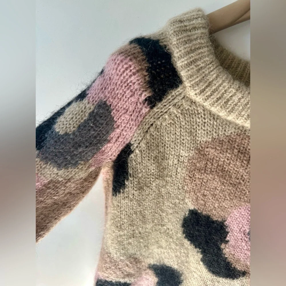 EUC Kate Spade Mohair blend Deco Rose Long Sweater, XS